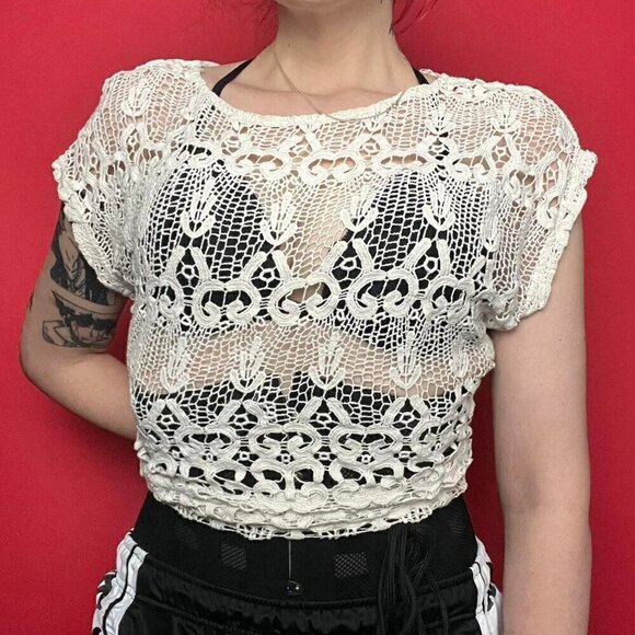 Joe Fresh Tops - Joe fresh / full lace crochet tee shirt  🤍🤍​​​​​​​​​​​